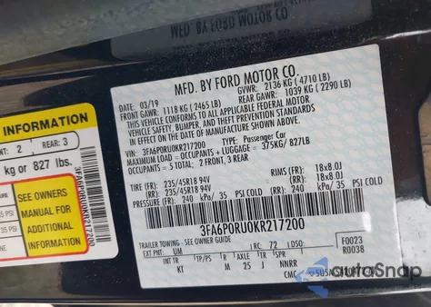 2019 Ford Fusion Hybrid Titanium z USA, uszkodzony, nr VIN 3FA6P0RU0KR217200